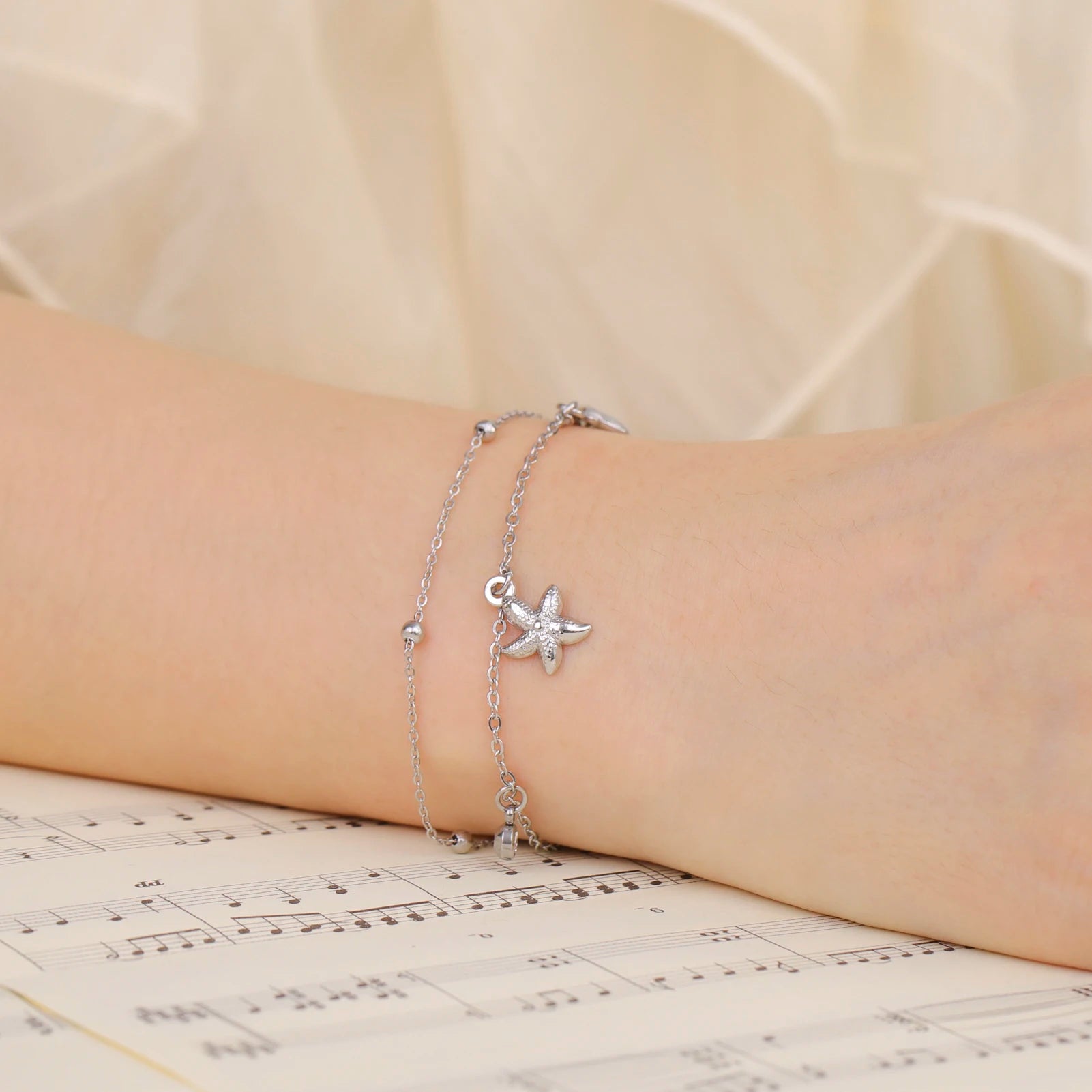 Stainless Steel Starfish Seashell Charms Bracelet - LaVie Jewelery