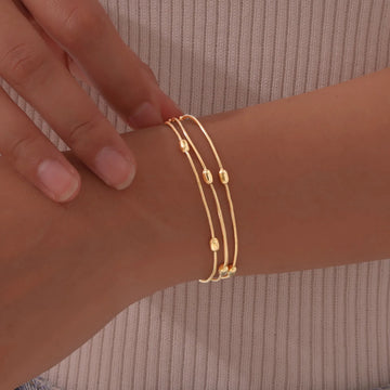 Multilayer Round Beaded Gold Plated Adjustable Snake Chain & Link Bracelets - LaVie Jewelery