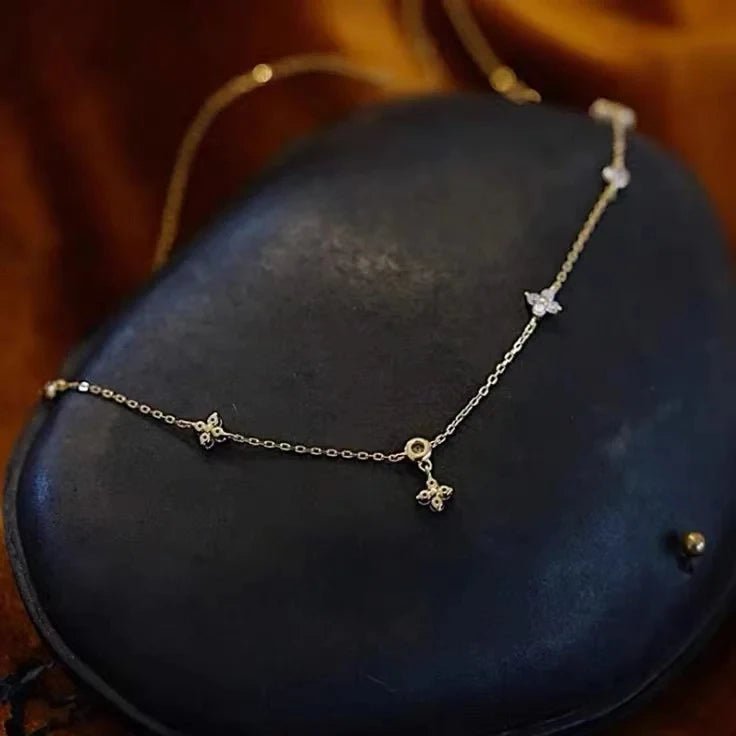 Zircon Four - leaf Flower Luxury Chain Choker Necklace - LaVie Jewelery