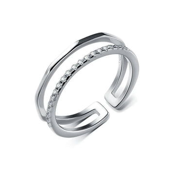 925 Sterling Silver Minimalist Handmade Double Zircon Rings - LaVie Jewelery