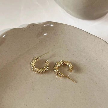 Sparkling Silver Color Irregular Metal C - shaped Earrings - LaVie Jewelery
