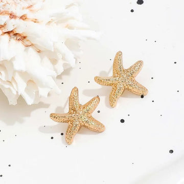 Gold Color Metal Starfish Stud Earrings - LaVie Jewelery