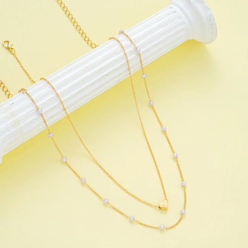 14K Gold Plated Heart Pearl Pendant Jewelery Sets - LaVie Jewelery