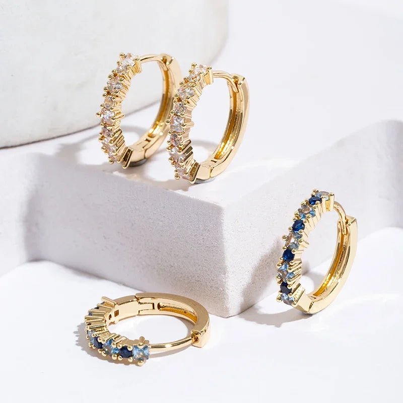Stainless Steel Colorful Zircon Hoop Earrings - LaVie Jewelery