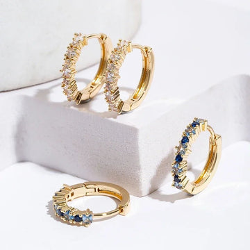 Stainless Steel Colorful Zircon Hoop Earrings - LaVie Jewelery