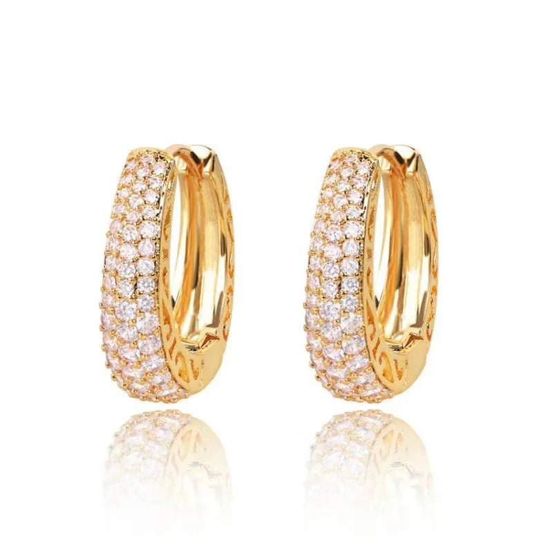 Dazzling Cubic Zirconia Stone Gold Color Hoop Earrings - LaVie Jewelery