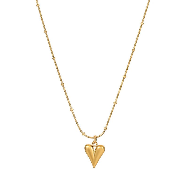 Stainless Steel Heart Pendant Chain Necklace - LaVie Jewelery