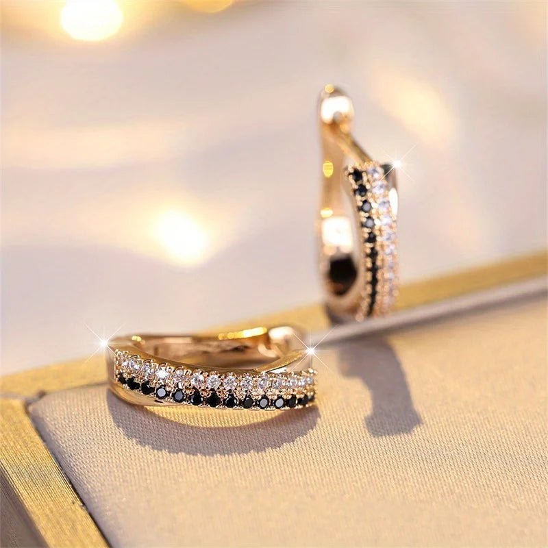 Trendy Crystal Black And White Zircon Earrings - LaVie Jewelery