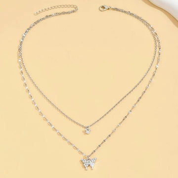 Lats Sparkling Double Layer Butterfly Collar Chain Necklace - LaVie Jewelery
