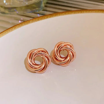 Multilayer Round Circles Twisted Metal Gold Color Hoop Earrings - LaVie Jewelery