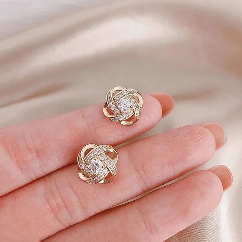Korean Elegant Zircon Heart Flower Earrings - LaVie Jewelery