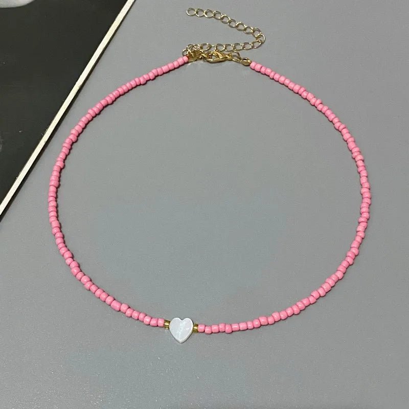 Colorful Love Heart Design Seed Beads Choker Nekklace - LaVie Jewelery