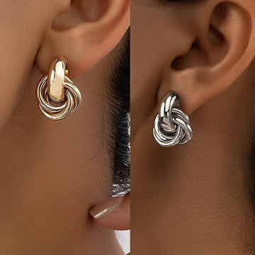 Gold SIlver Color Knot Hoop Earrings - LaVie Jewelery