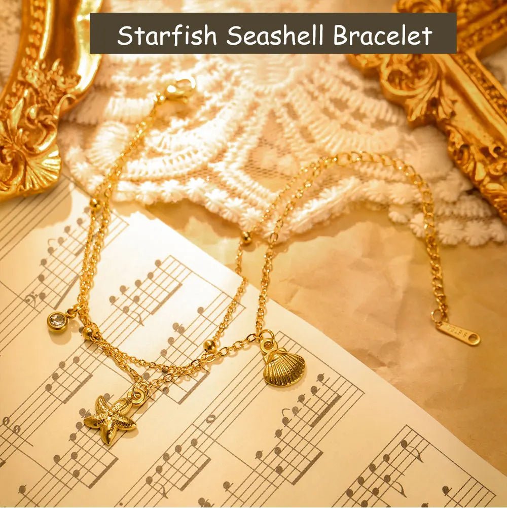 Stainless Steel Starfish Seashell Charms Bracelet - LaVie Jewelery