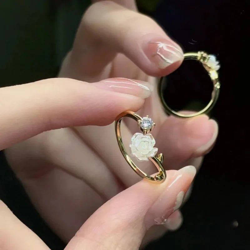 Cubic Zircon Flower Opening Rings - LaVie Jewelery