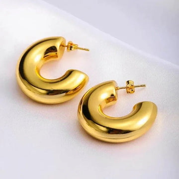 Gold Color Circle Twists Hoop Earrings - LaVie Jewelery