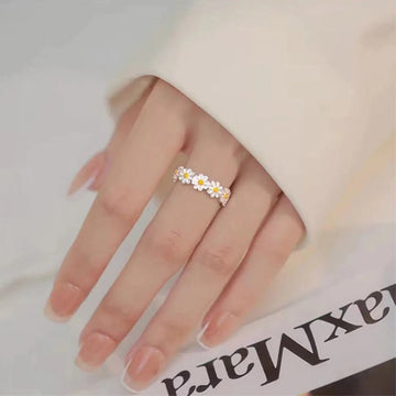 Daisy Flowers Exquisite Enamel Sunflower Open Rings - LaVie Jewelery
