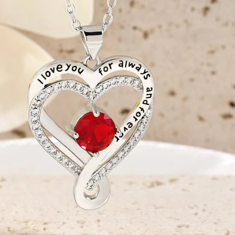 Elegant Hollow Heart Rhinestone Pendant Necklace - LaVie Jewelery