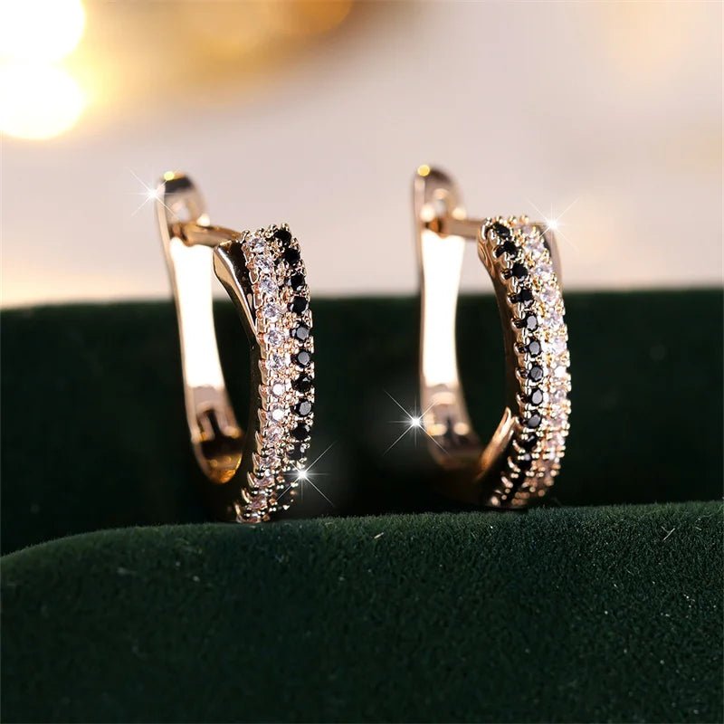 Trendy Crystal Black And White Zircon Earrings - LaVie Jewelery