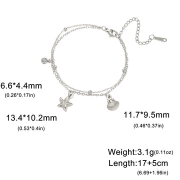 Stainless Steel Starfish Seashell Charms Bracelet - LaVie Jewelery