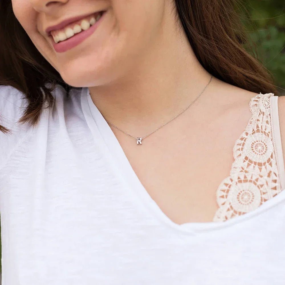 Tiny Initial Gold Silver Necklace - LaVie Jewelery