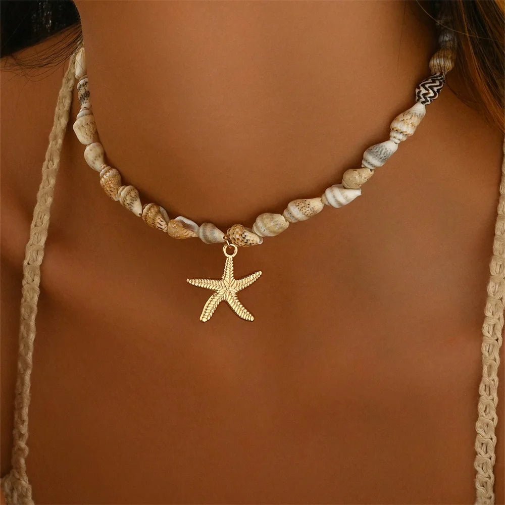 Beach Style Natural Seashell Beaded Choker Necklace - LaVie Jewelery