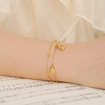 Stainless Steel Starfish Seashell Charms Bracelet - LaVie Jewelery