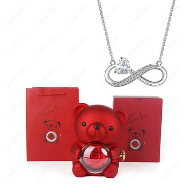 "The Radiant Heart" Red Pendant & Bear Rose Set - LaVie Jewelery