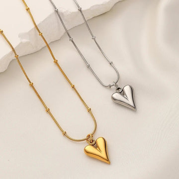 Stainless Steel Heart Pendant Chain Necklace - LaVie Jewelery
