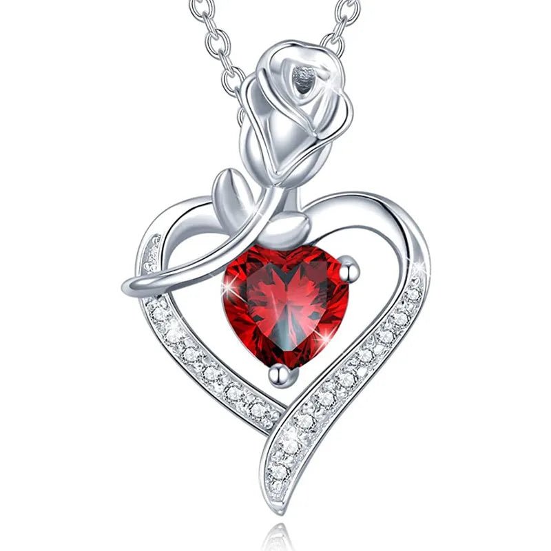 Elegant Hollow Heart Rhinestone Pendant Necklace - LaVie Jewelery
