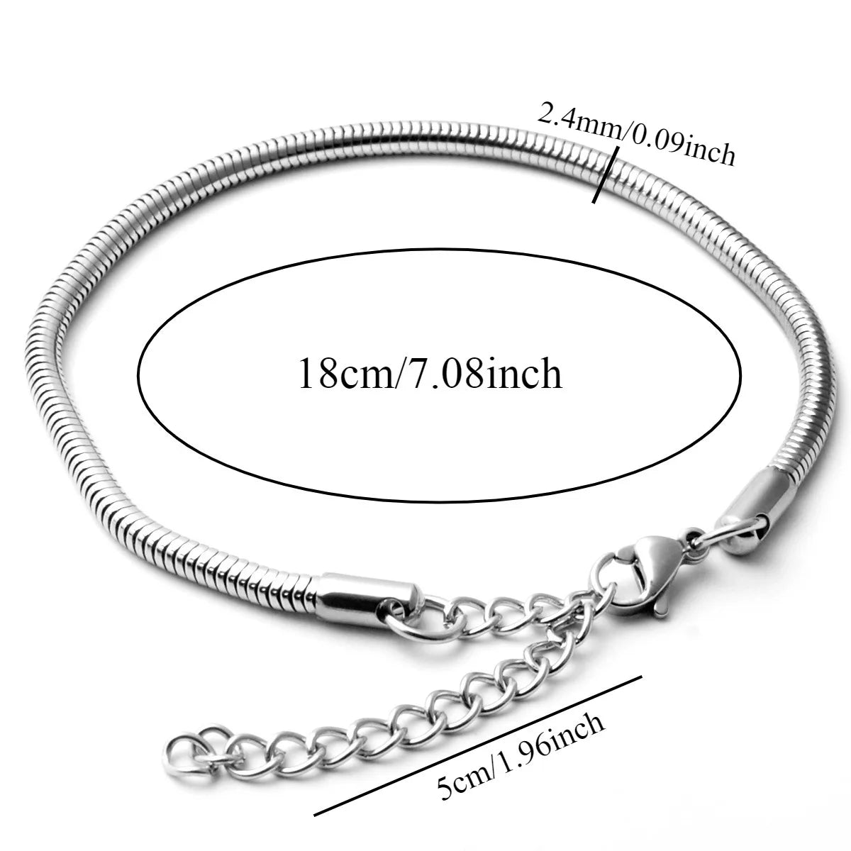 Stainless Steel Round Bone Chain Bracelet - LaVie Jewelery