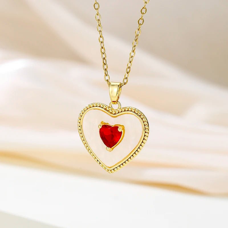 Elegant Hollow Heart Rhinestone Pendant Necklace - LaVie Jewelery
