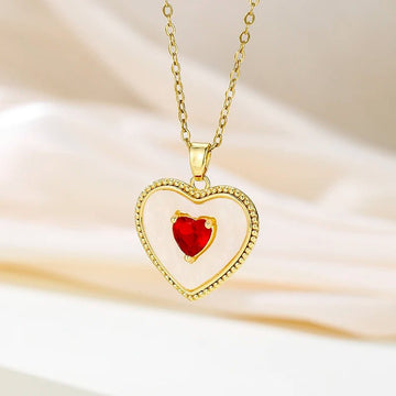 Elegant Hollow Heart Rhinestone Pendant Necklace - LaVie Jewelery