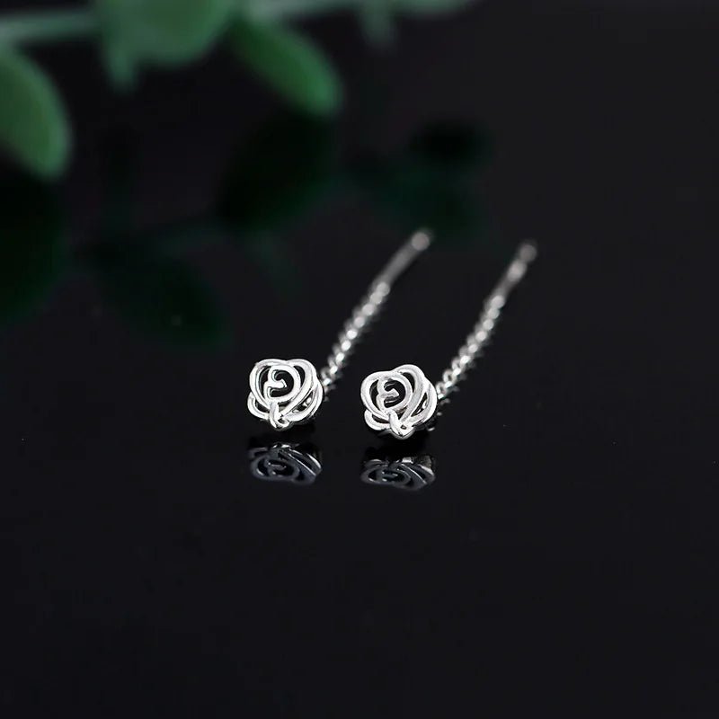 Korean Style Long Tassel Heart Drop Earrings - LaVie Jewelery