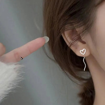 Korean Style Long Tassel Heart Drop Earrings - LaVie Jewelery