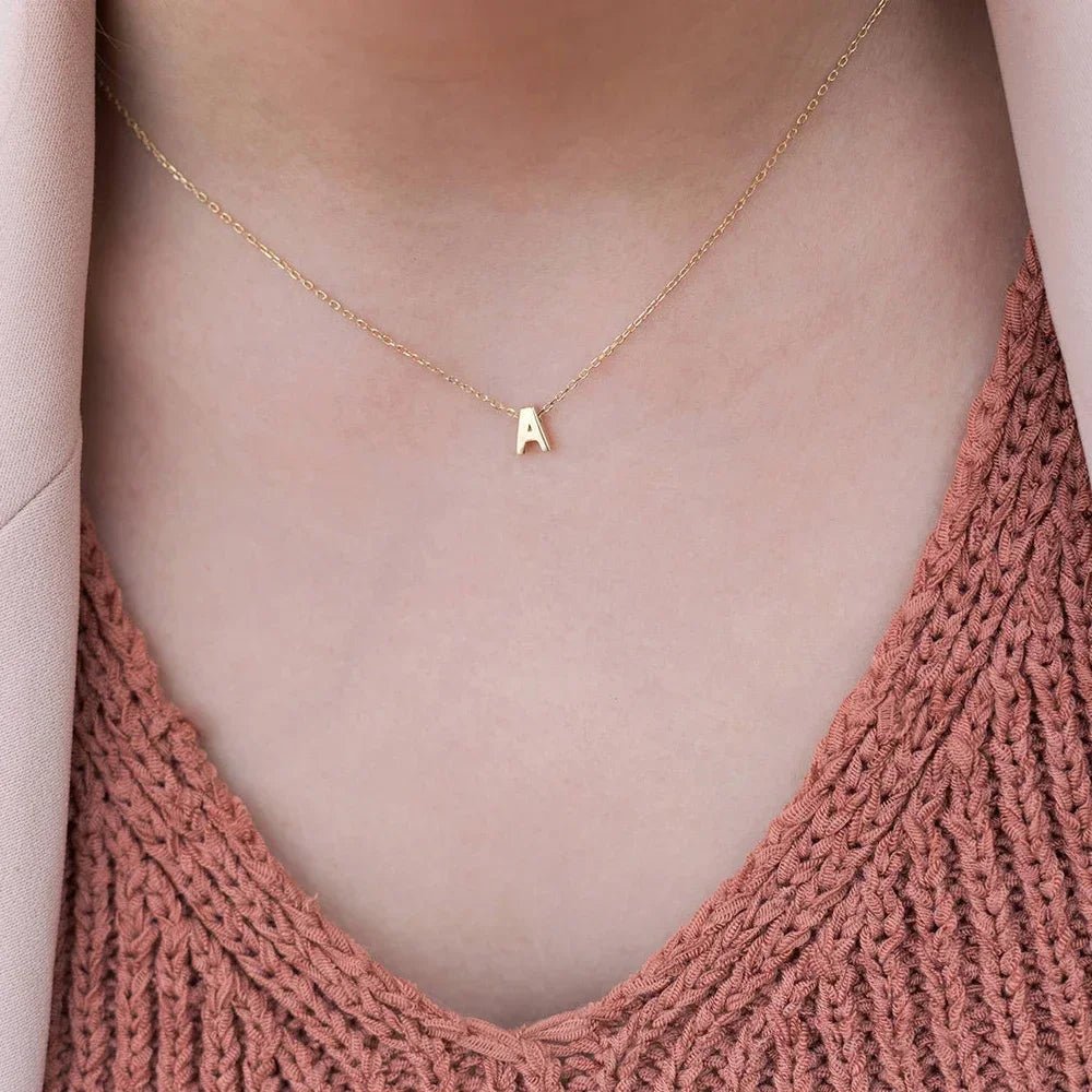Tiny Initial Gold Silver Necklace - LaVie Jewelery