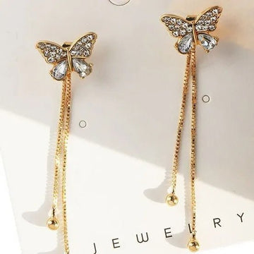 Korean Fashion Gold Color Long Tassel Dangle Earrings - LaVie Jewelery
