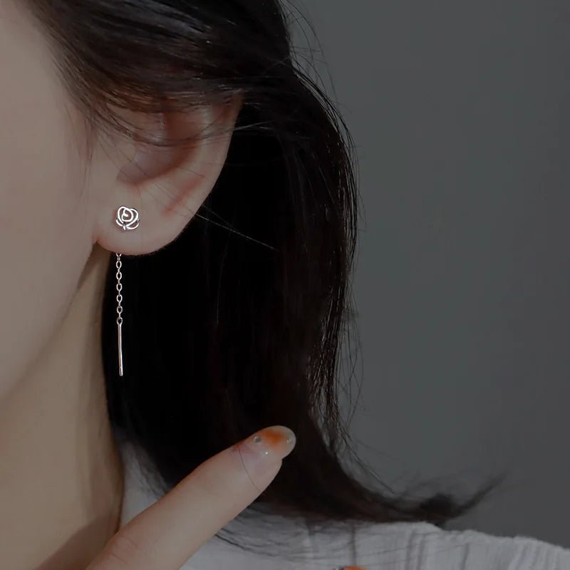 Korean Style Long Tassel Heart Drop Earrings - LaVie Jewelery