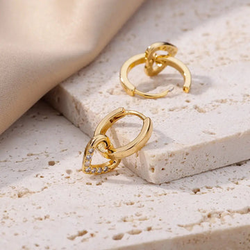 Stainless Steel Gold Silver Color Zircon Heart Earrings - LaVie Jewelery