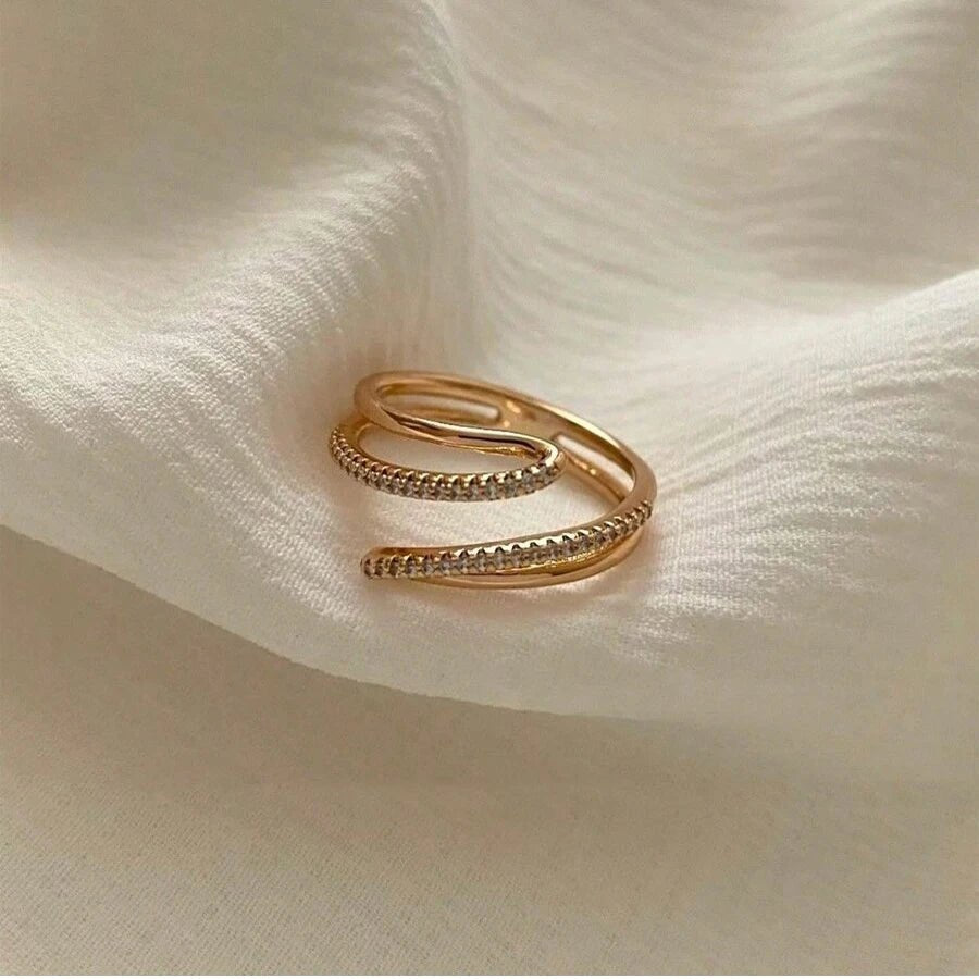 18K Gold Plated Stainless Steel Natural Stone Sun Rings - LaVie Jewelery