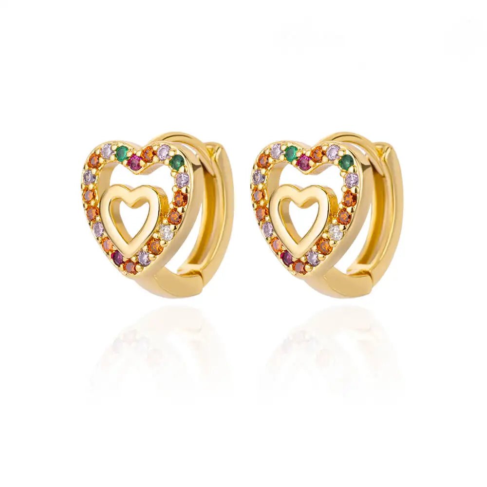 Stainless Steel Gold Silver Color Zircon Heart Earrings - LaVie Jewelery