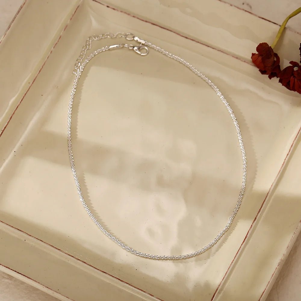 Silver Color Sparkling Clavicle Chain Choker Necklace - LaVie Jewelery