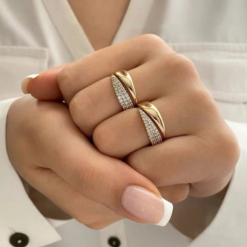 18K Gold Plated Stainless Steel Natural Stone Sun Rings - LaVie Jewelery