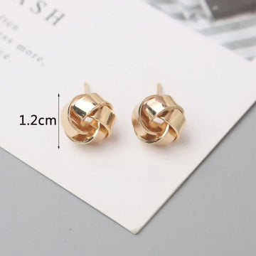Gold Color Tiny Twist Metal Stud Earrings - LaVie Jewelery
